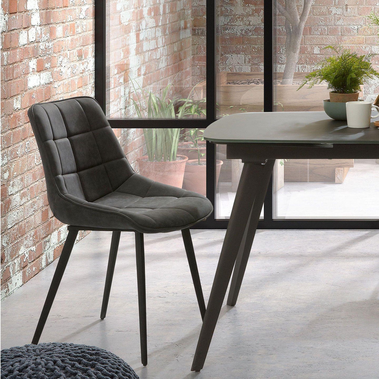 2er Set Stuhl ADAM in Stoff graphite - Sitzdesign