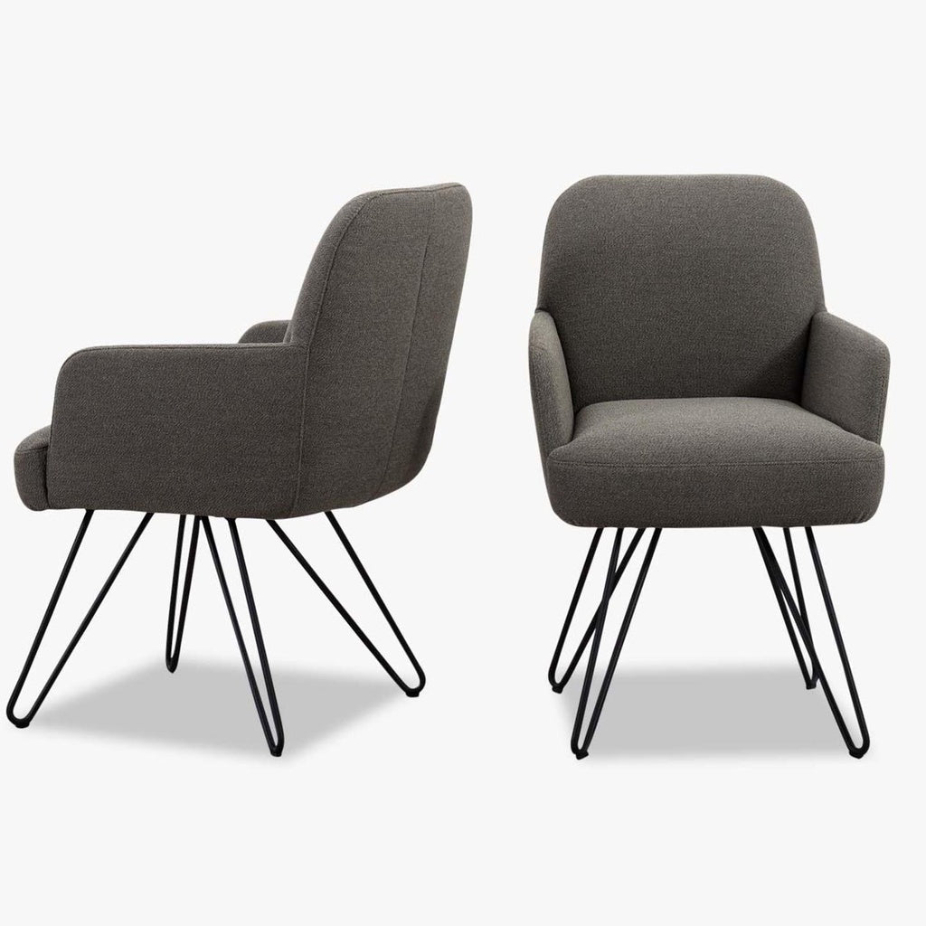 4er Set Armstuhl in Stoff grau - Stuhl Stoff