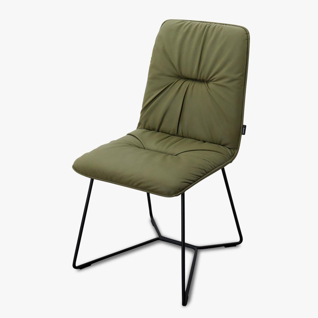 4er Set Stuhl Efendi in Leder Nevada olive - Stuhl Leder