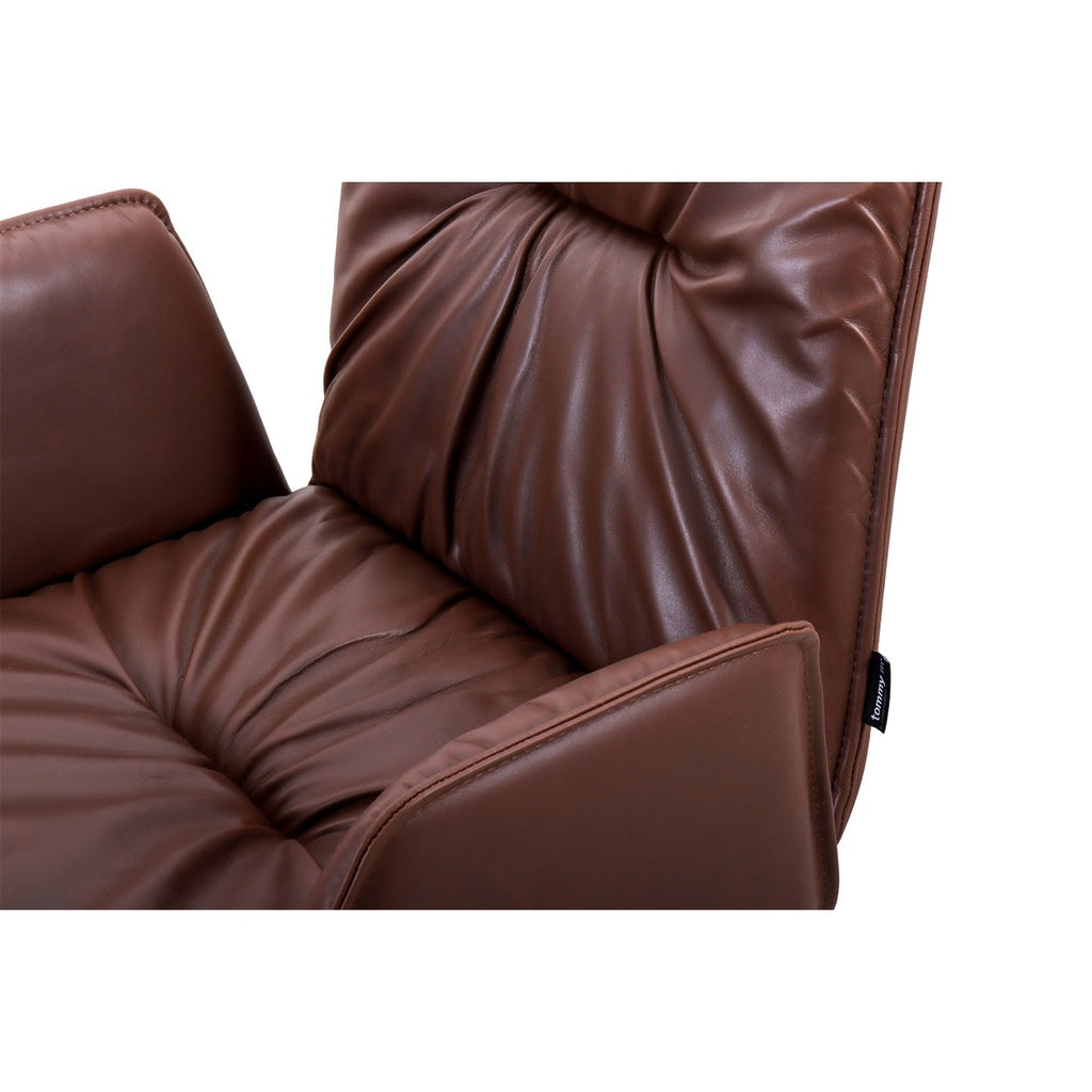 6er Set Stuhl Efendi in Wild Anilinleder dunkelbraun - Stuhl Leder