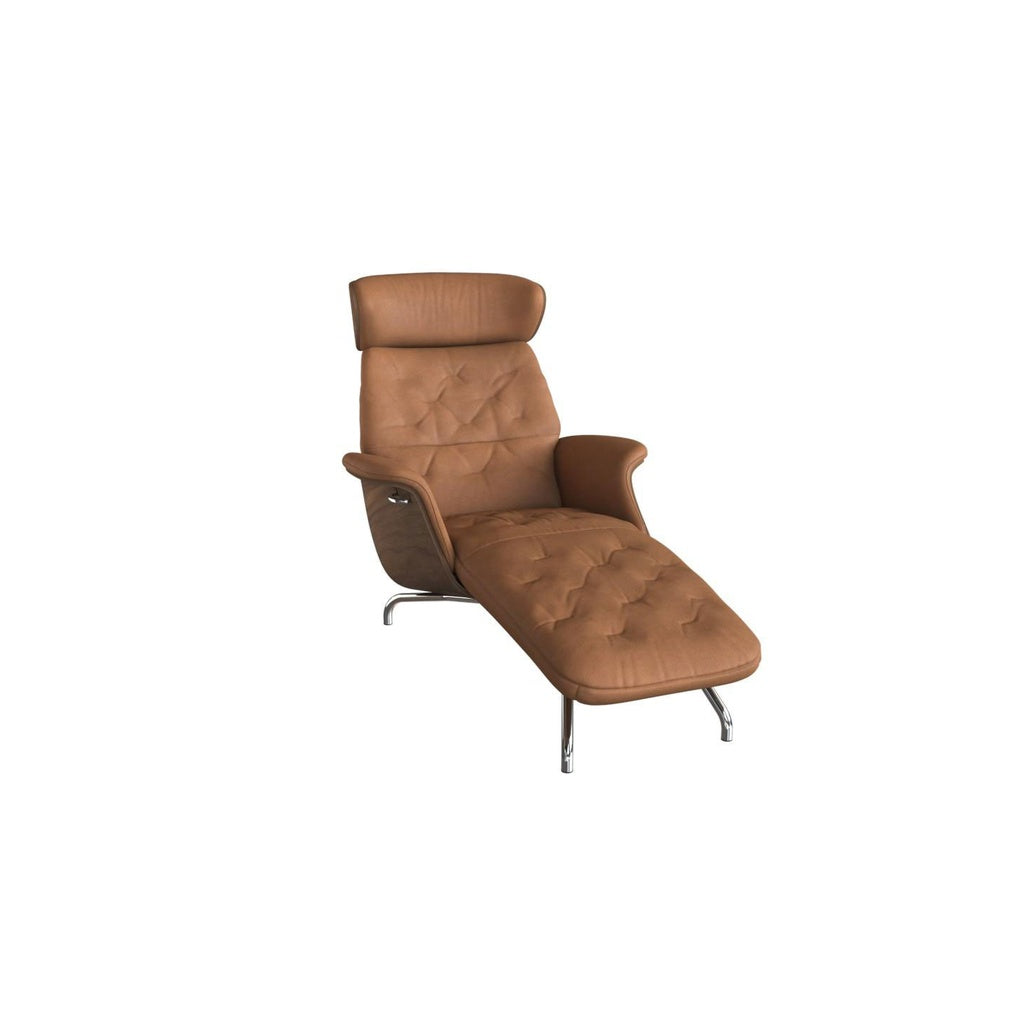 Chaiselonge VOLDEN in Leder Nature - 0720 cognac / 065 Alu poliert - Liege Leder