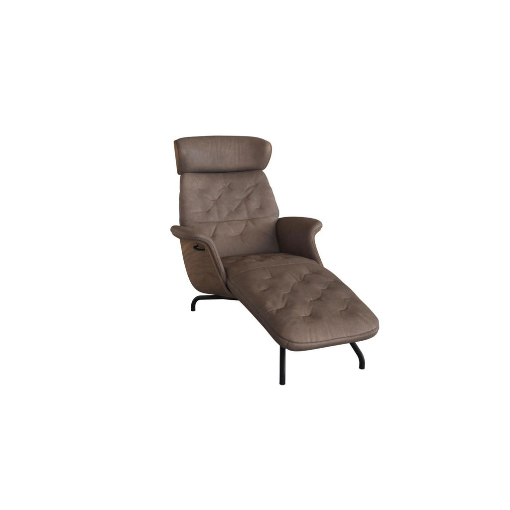 Chaiselonge VOLDEN in Leder Nature - 0721 hazelnut brown / 060 Metall schwarz - Liege Leder