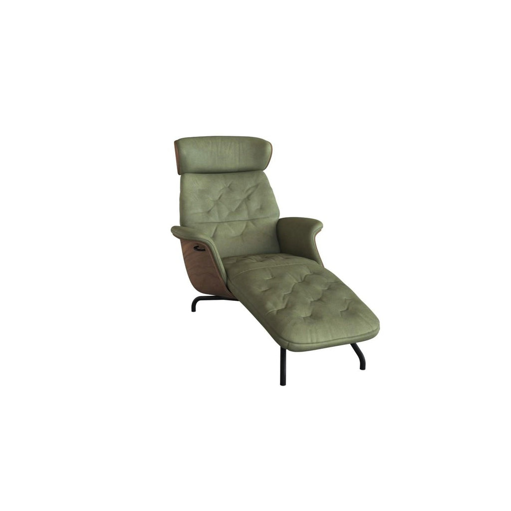 Chaiselonge VOLDEN in Leder Nature - 0722 nature olive / 060 Metall schwarz - Liege Leder