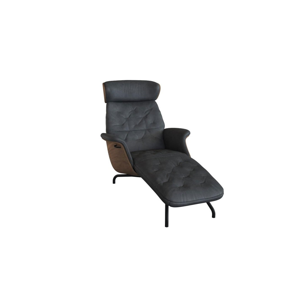 Chaiselonge VOLDEN in Leder Nature - 0723 jade black / 060 Metall schwarz - Liege Leder