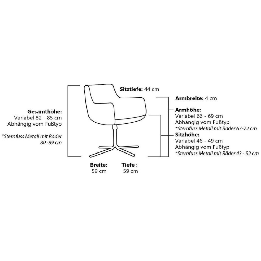 Drehstuhl ANNABEL 2er Set in Leder Africa tanganica - Stuhl Leder
