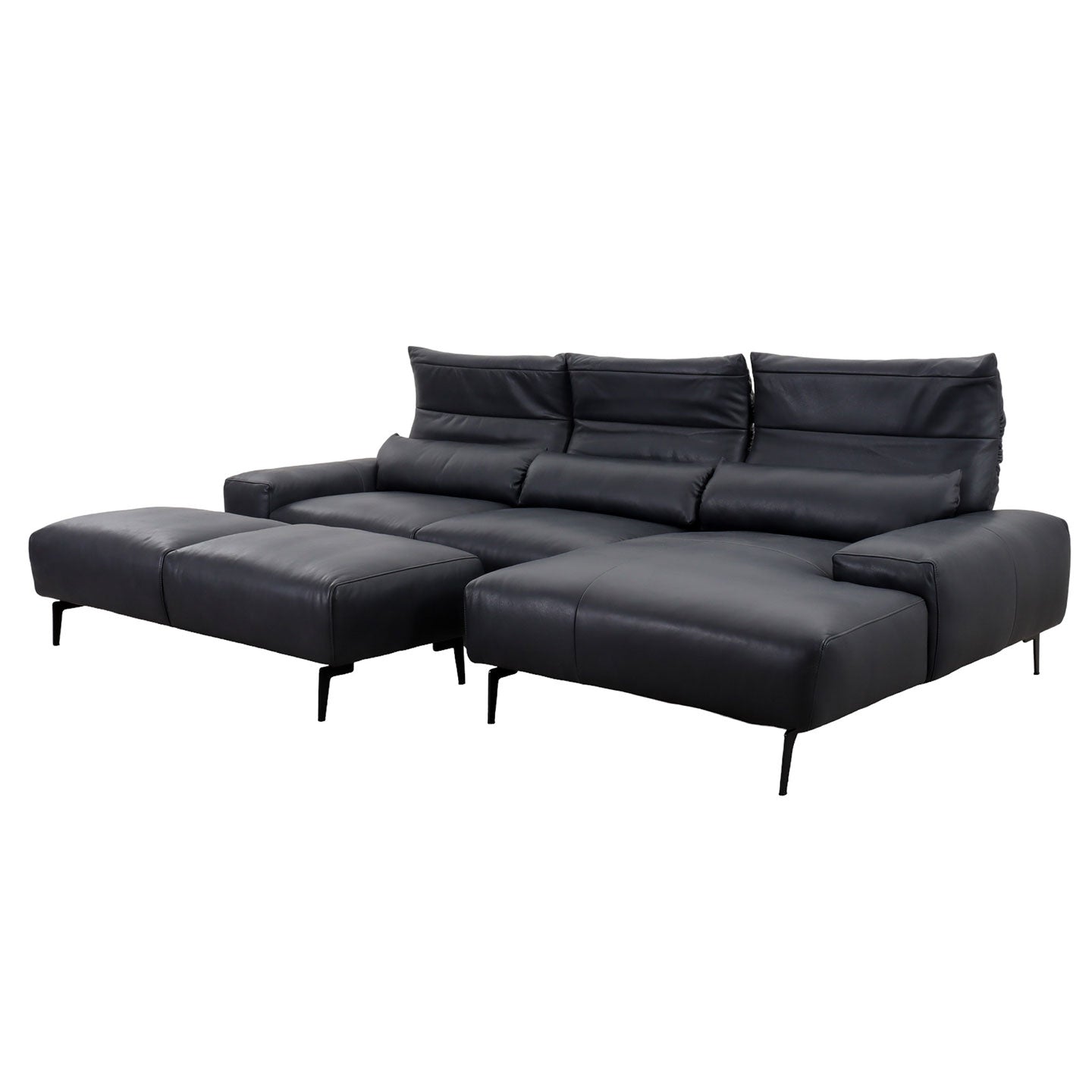 Ecksofa Esmara in Leder L180 schwarz - Ecksofa Leder