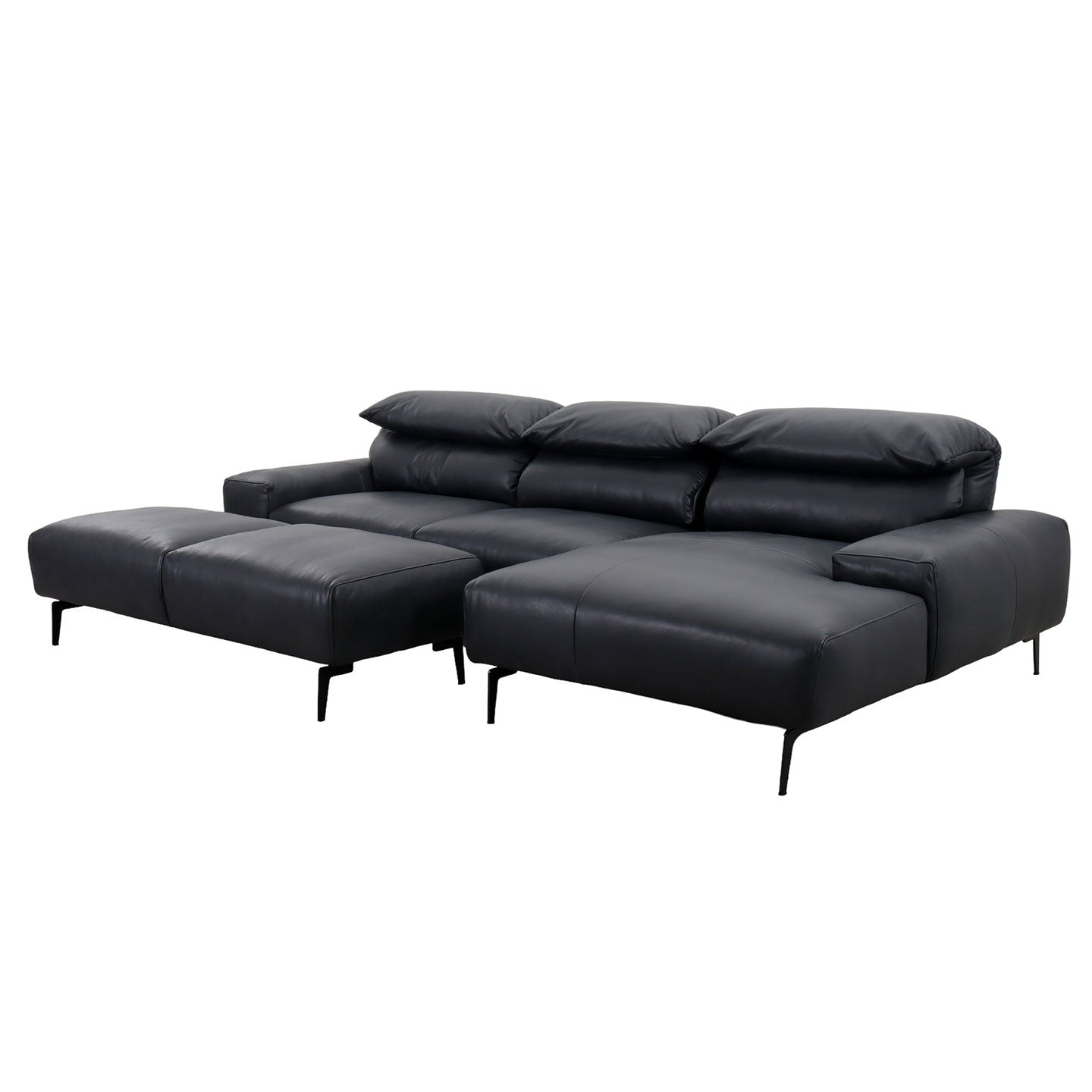 Ecksofa Esmara in Leder L180 schwarz - Ecksofa Leder