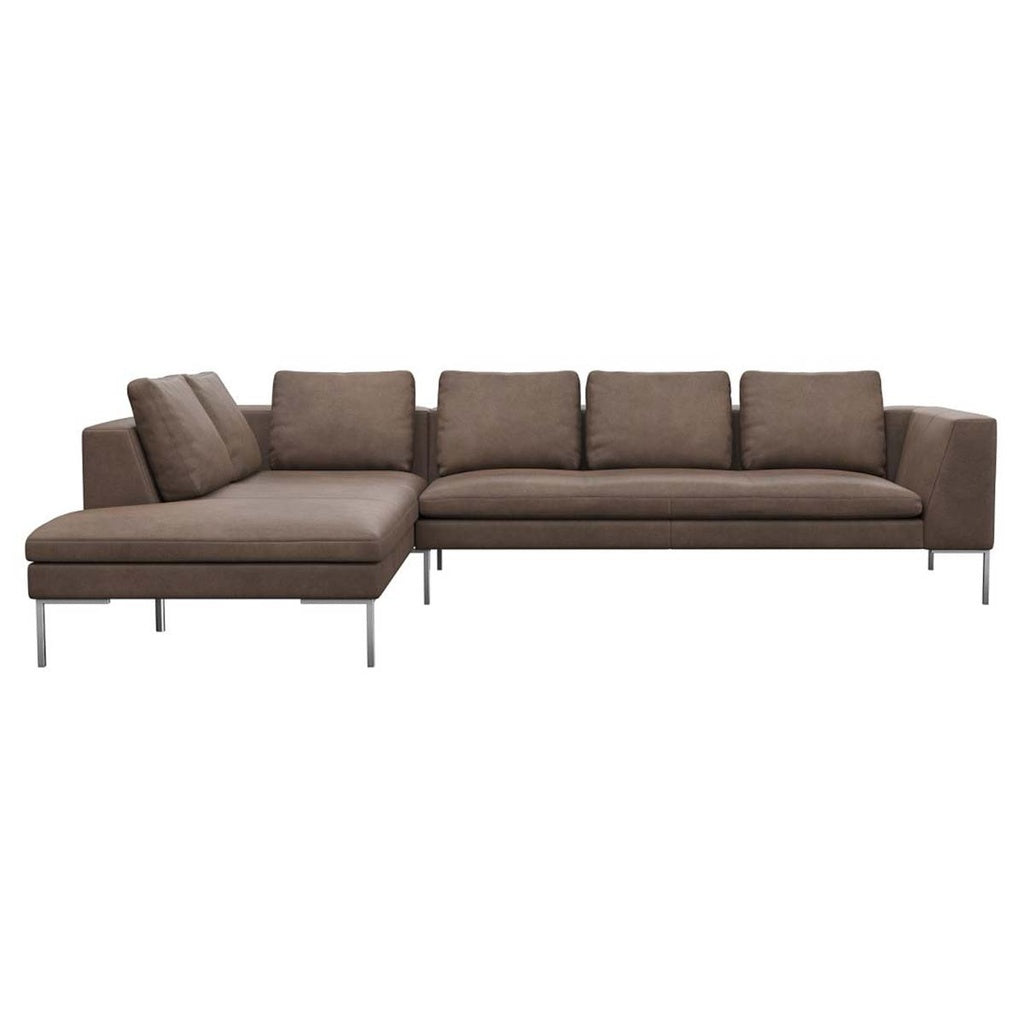 Ecksofa LOANO in Leder Nature - 0721 hazelnut brown / Ecksofa links - Ecksofa Leder