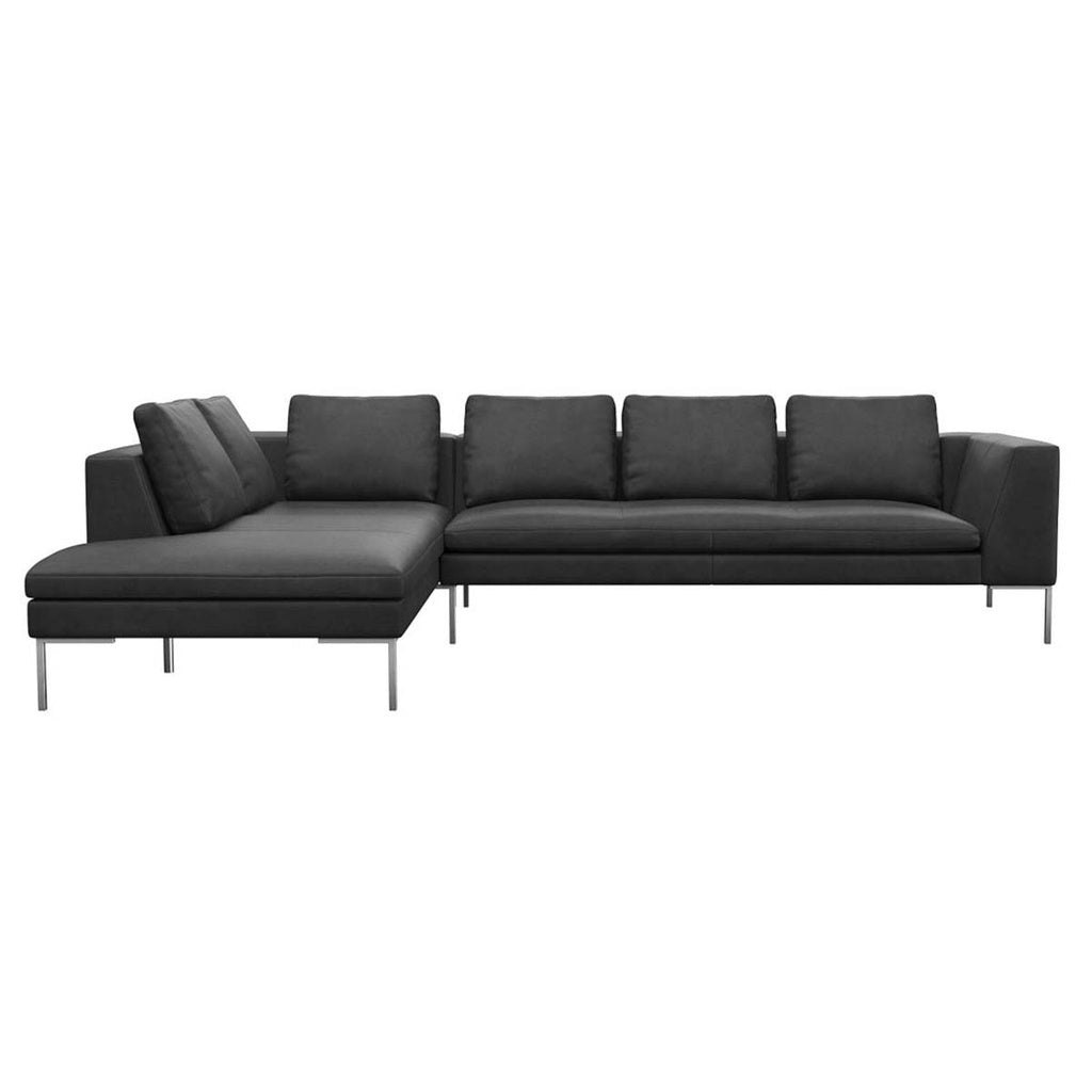 Ecksofa LOANO in Leder Nature - 0723 jade black / Ecksofa links - Ecksofa Leder