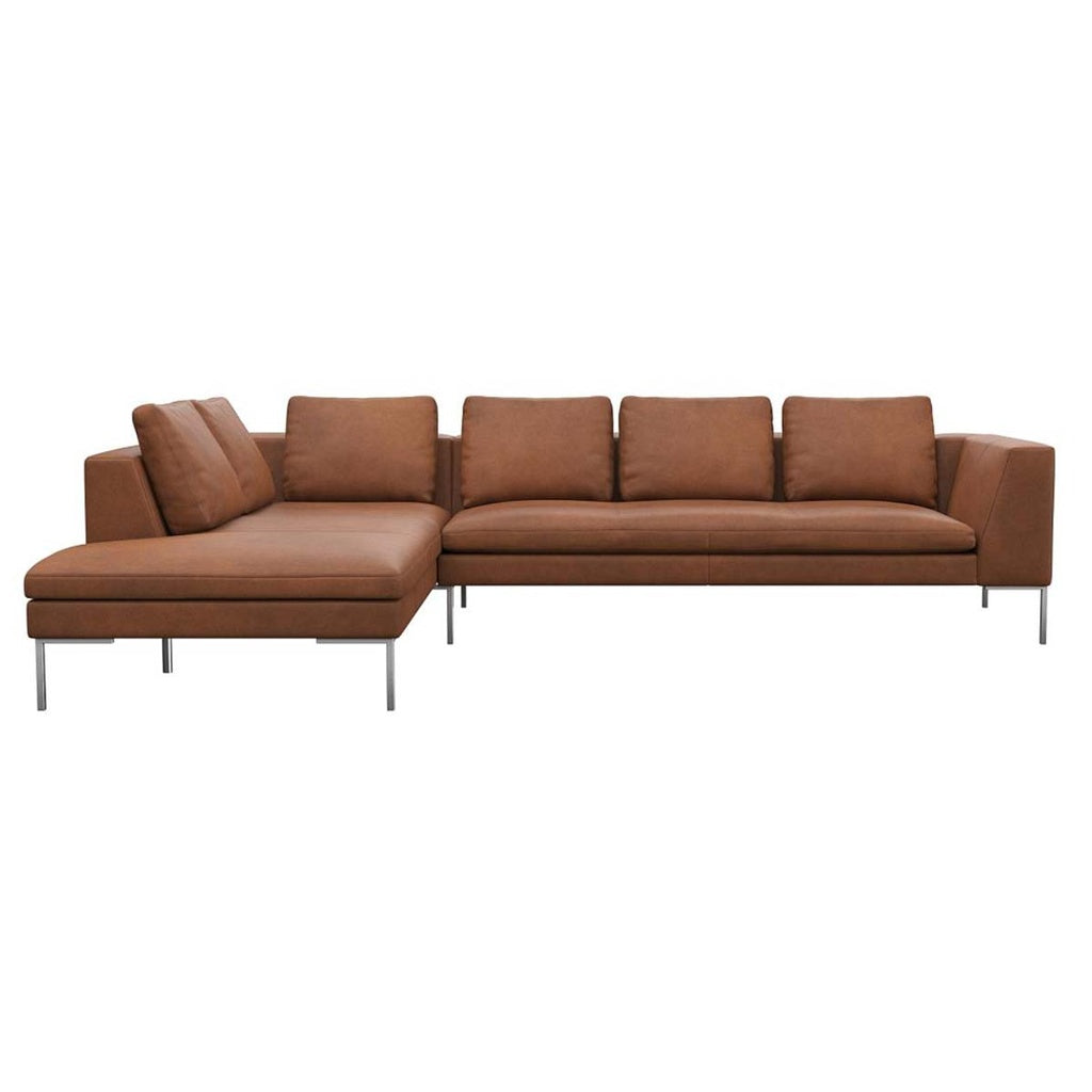 Ecksofa LOANO in Leder Nature - 0724 chestnut brown / Ecksofa links - Ecksofa Leder