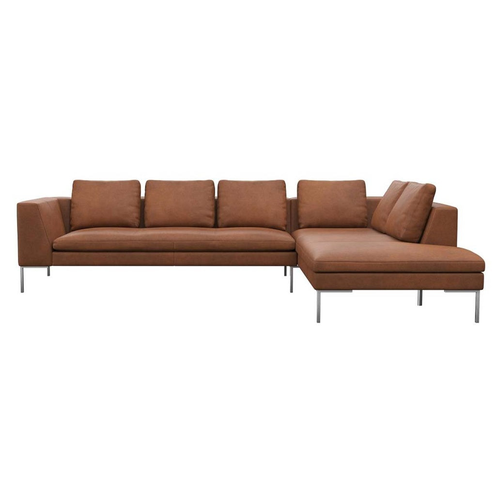 Ecksofa LOANO in Leder Nature - 0724 chestnut brown / Ecksofa rechts - Ecksofa Leder