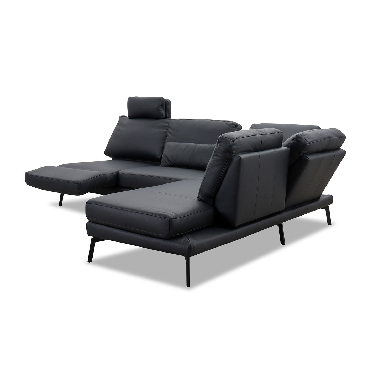 Ecksofa Twister in Leder Torero nero - Ecksofa Leder