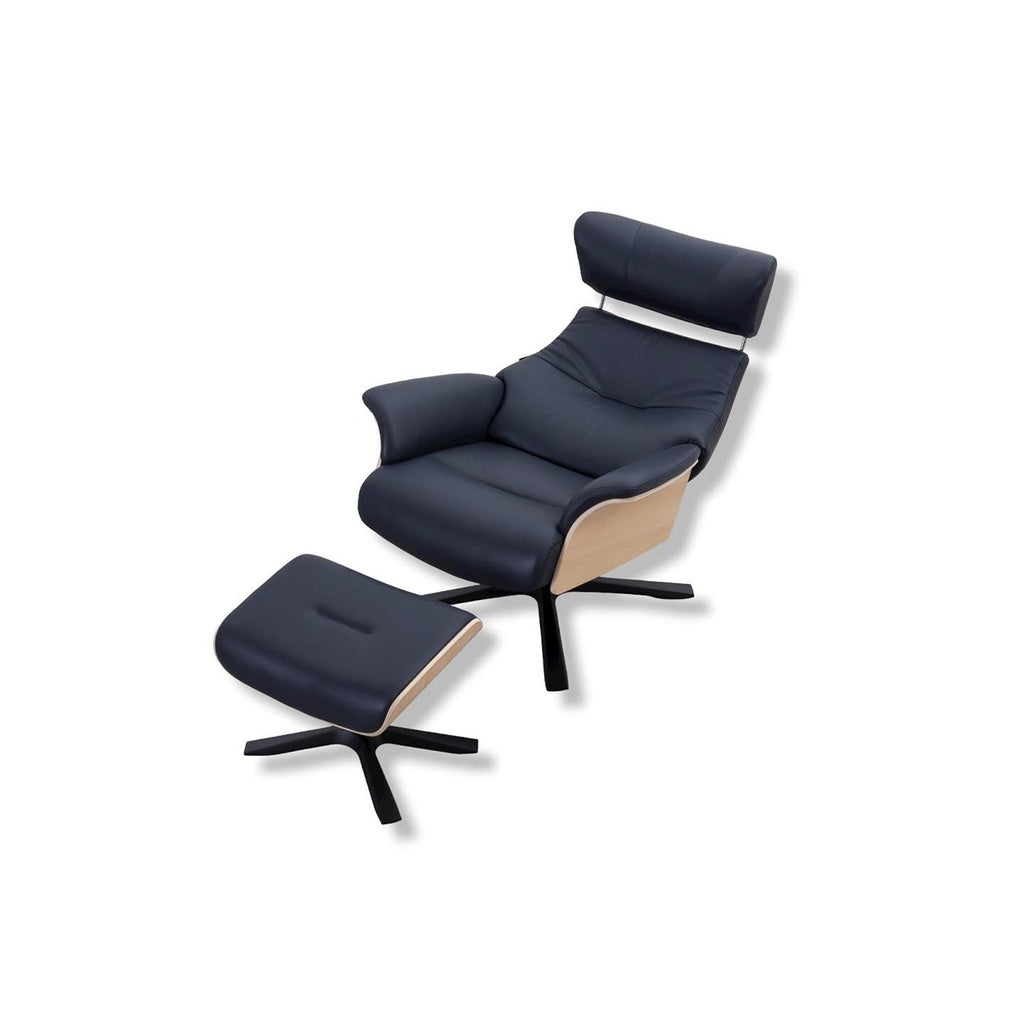 Fernsehsessel Air in Leder Sauvage dark blue - Relaxsessel Leder