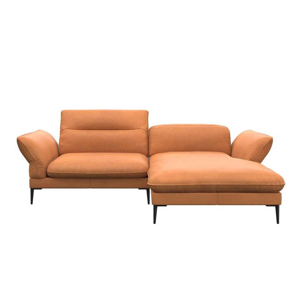 Flexlux Ecksofa Salino in Leder Nature - 0720 cognac / Longchair rechts - Ecksofa Leder