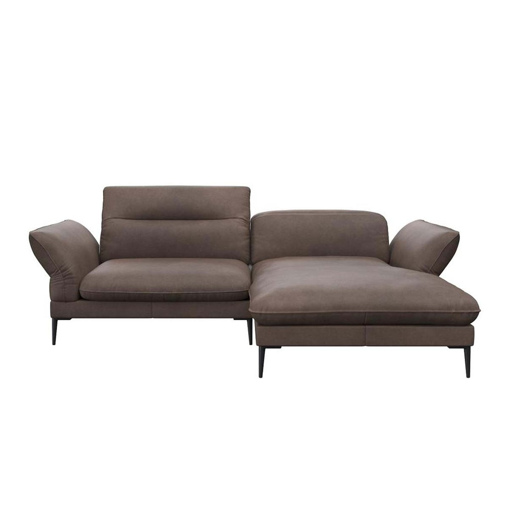 Flexlux Ecksofa Salino in Leder Nature - 0721 hazelnut brown / Longchair rechts - Ecksofa Leder