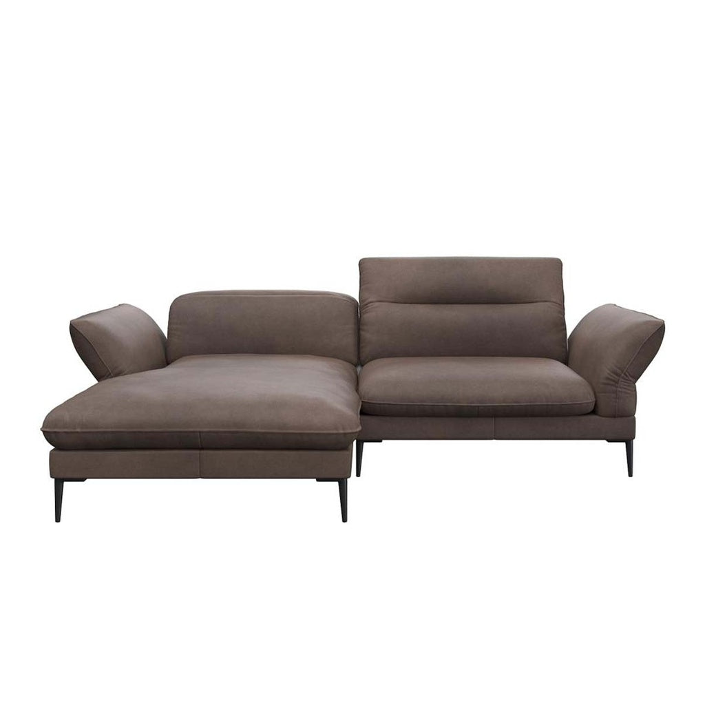 Flexlux Ecksofa Salino in Leder Nature - 0721 hazelnut brown / Longchair links - Ecksofa Leder