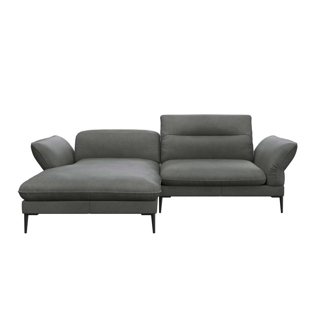 Flexlux Ecksofa Salino in Leder Nature - 0722 nature olive / Longchair links - Ecksofa Leder