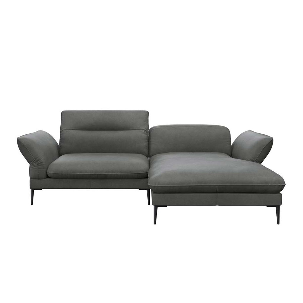 Flexlux Ecksofa Salino in Leder Nature - 0722 nature olive / Longchair rechts - Ecksofa Leder