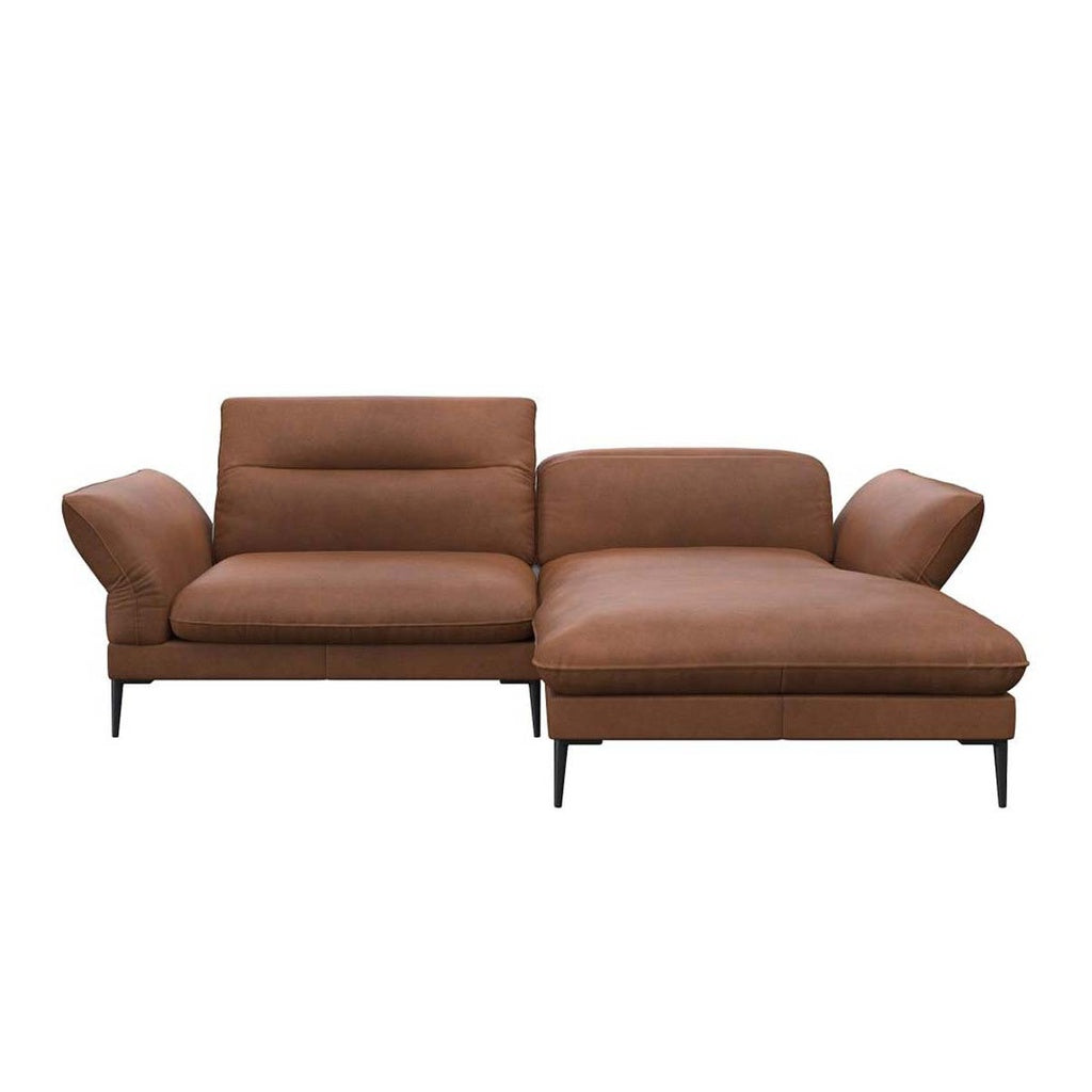 Flexlux Ecksofa Salino in Leder Nature - 0724 chestnut brown / Longchair rechts - Ecksofa Leder