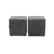 Hocker BUFFALO in Büffelleder grau mit schwarzer Kontrastnaht - Hocker