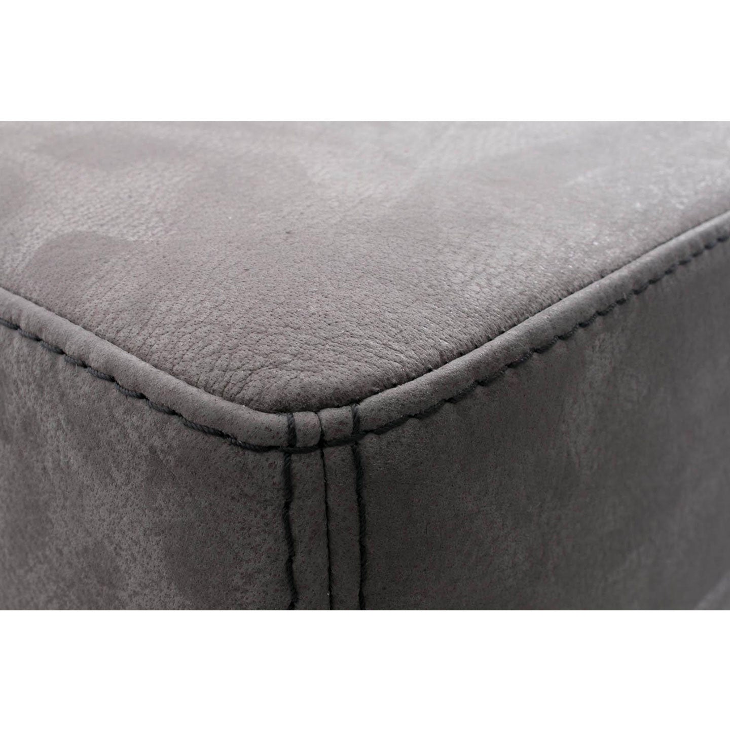 Hocker BUFFALO in Büffelleder grau mit schwarzer Kontrastnaht - Hocker