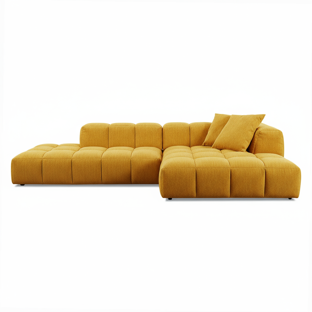 Loungesofa BUBBLE in Stoff Manhattan - saffron yellow / vorstehend rechts - Ecksofa Stoff