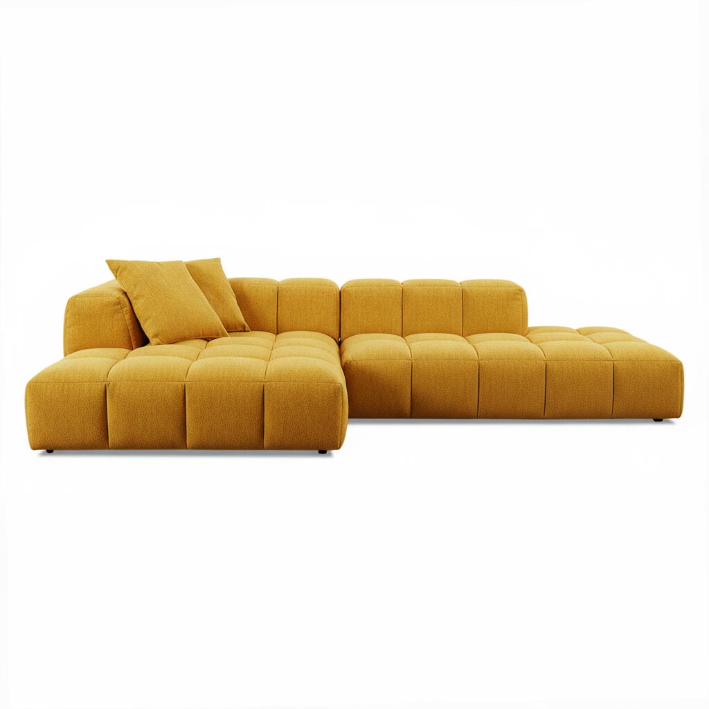 Loungesofa BUBBLE in Stoff Manhattan - saffron yellow / vorstehend links - Ecksofa Stoff