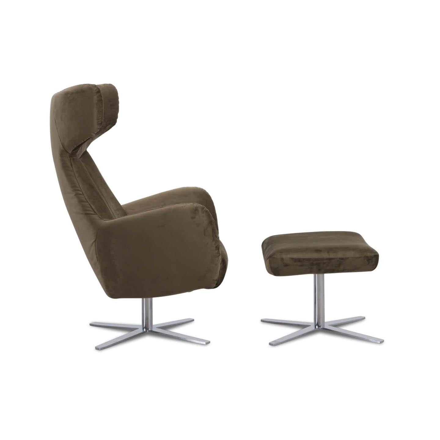 Ohrensessel COOPER in Stoff Velvet olive - Sessel Stoff