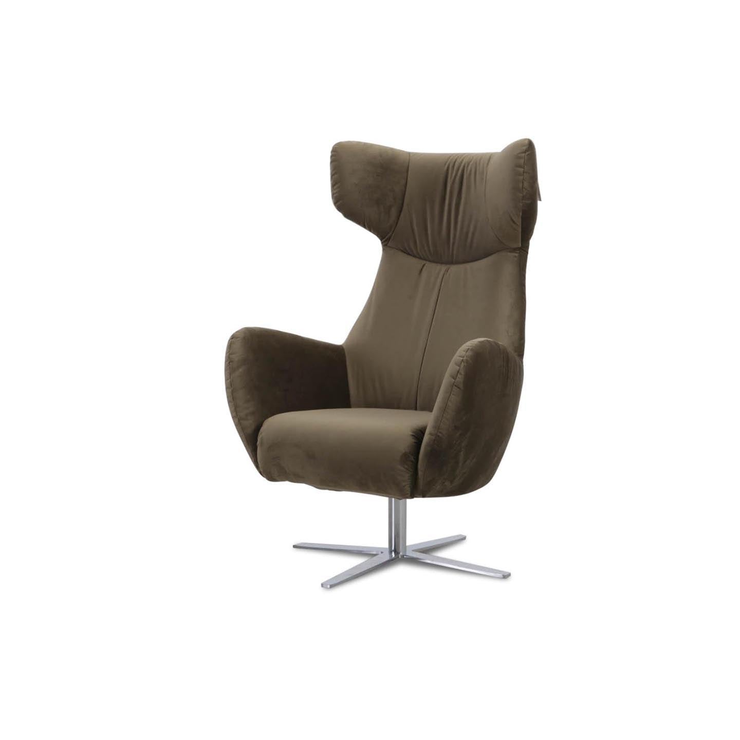 Ohrensessel COOPER in Stoff Velvet olive - Sessel Stoff