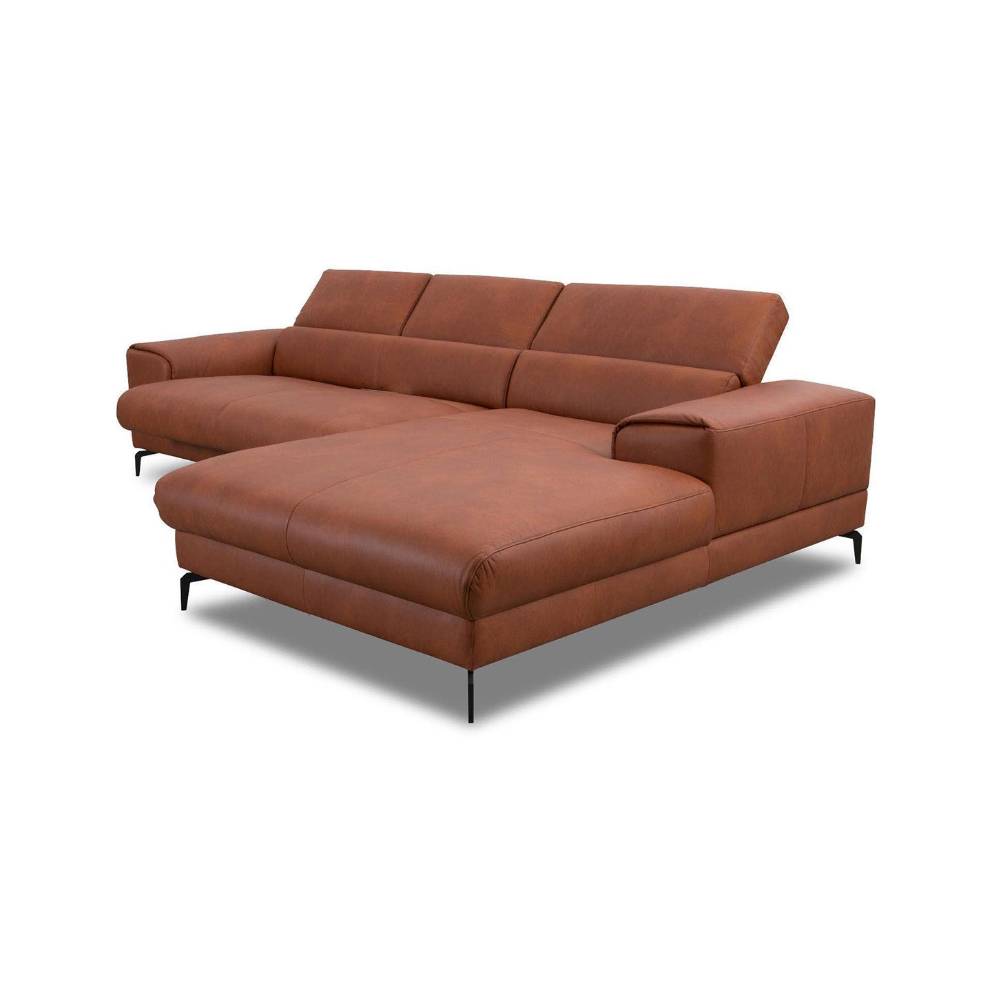Piedroo 21106 in Leder Z69 cognac vorstehend rechts - Ecksofa Leder