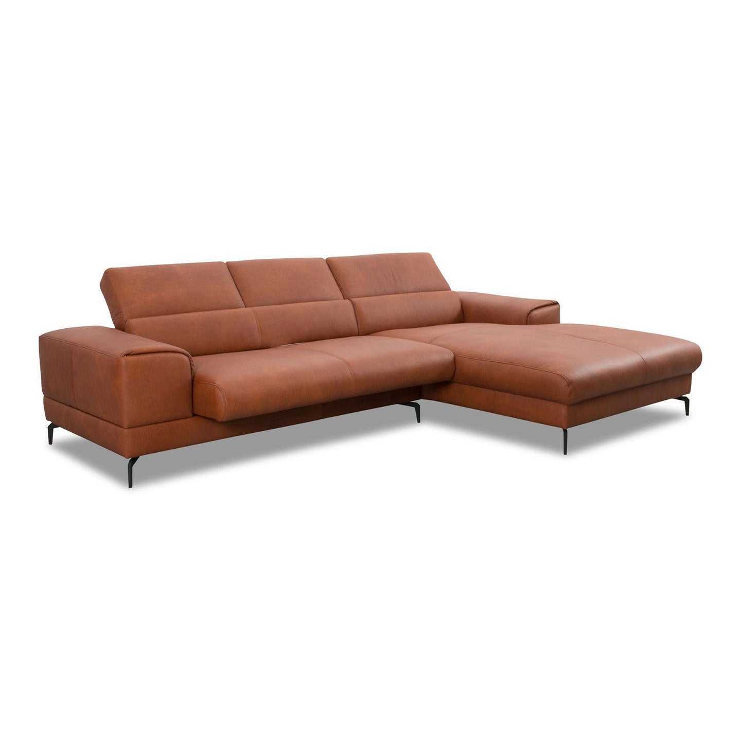 Piedroo 21106 in Leder Z69 cognac vorstehend rechts - Ecksofa Leder