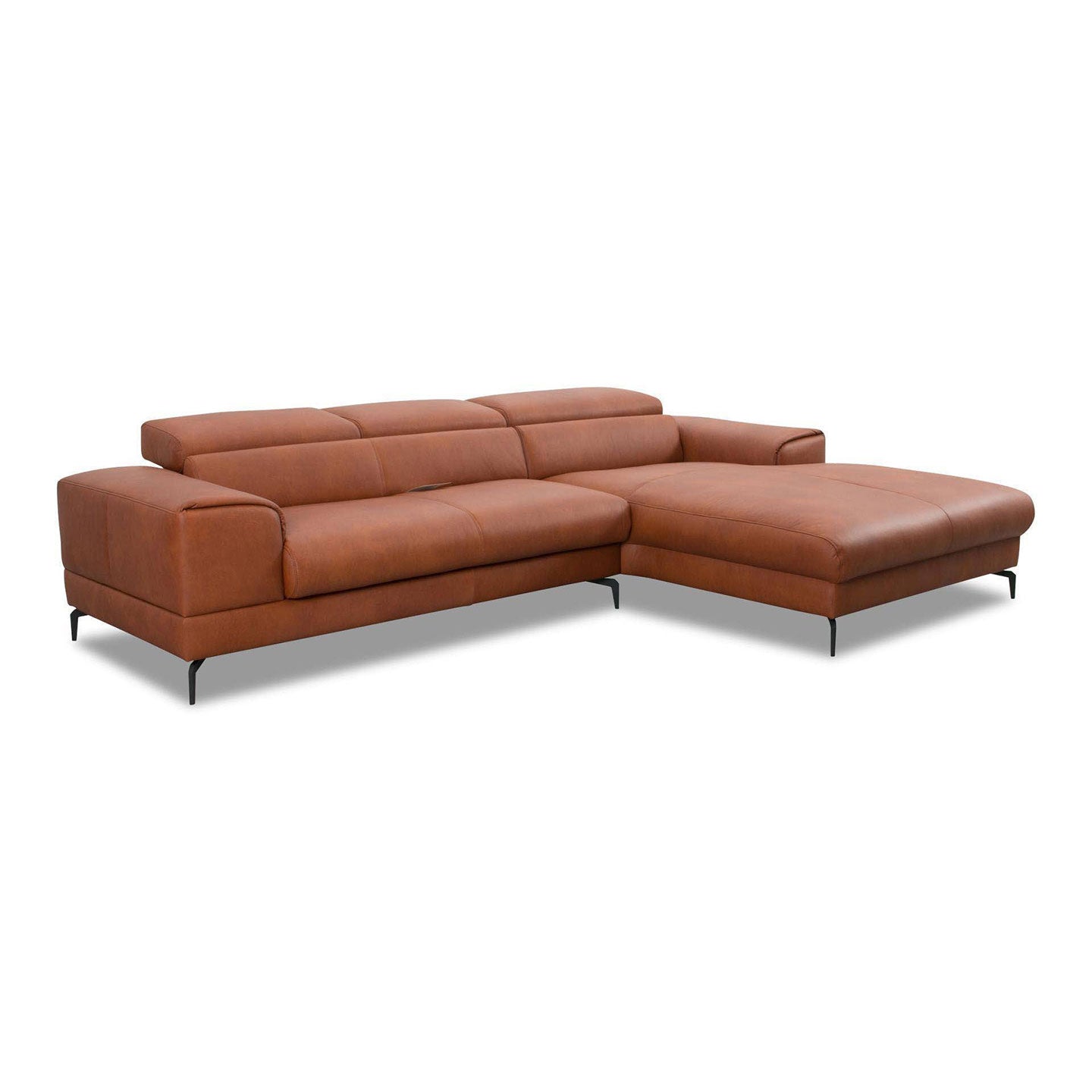 Piedroo 21106 in Leder Z69 cognac vorstehend rechts - Ecksofa Leder