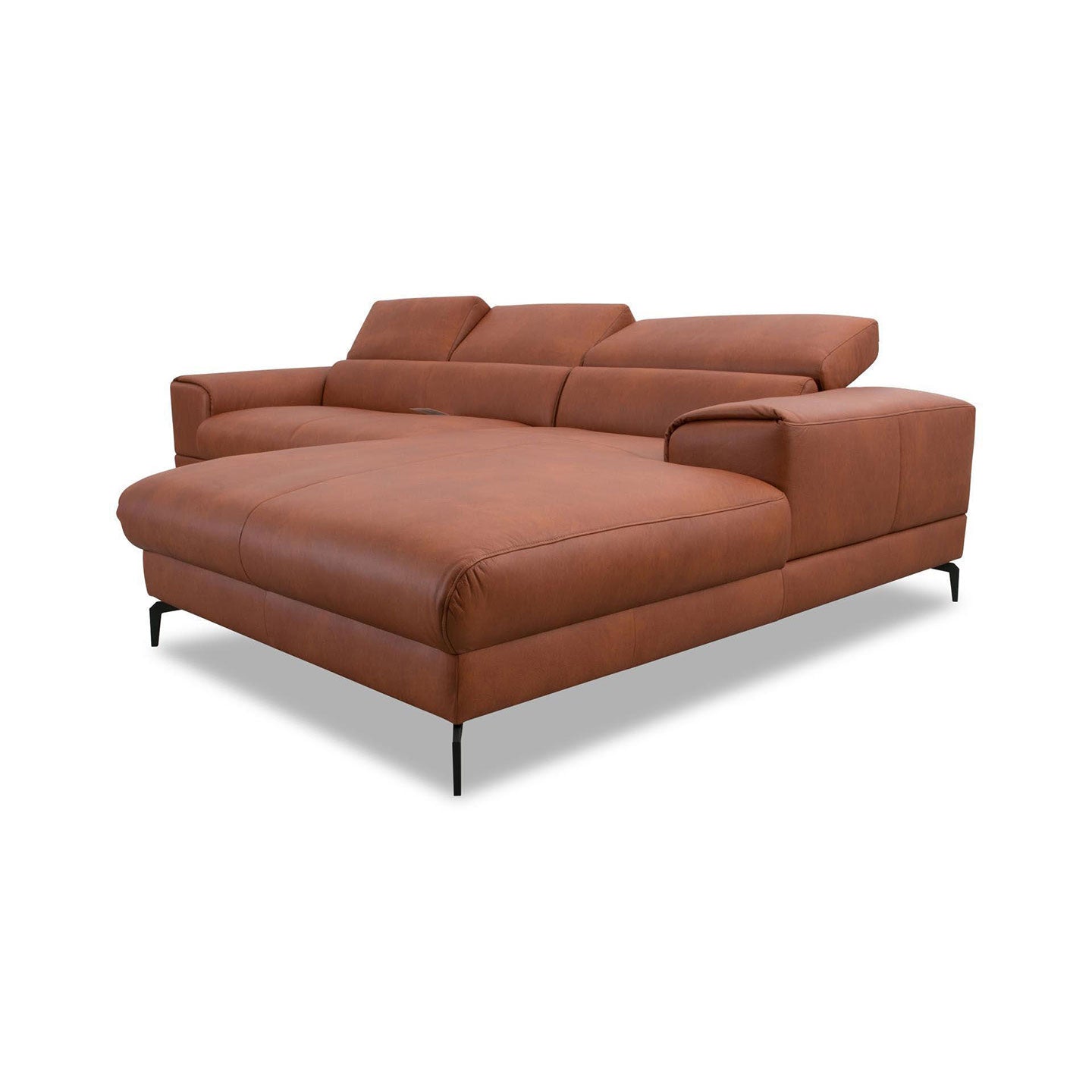 Piedroo 21106 in Leder Z69 cognac vorstehend rechts - Ecksofa Leder