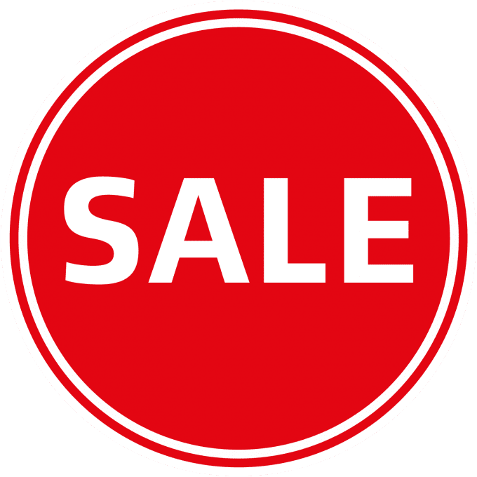 sale abzeichen in rot für den reduzierten bereich