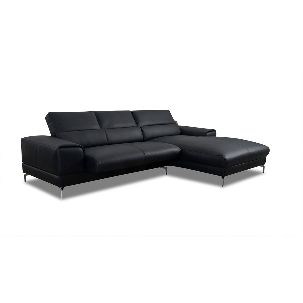 Piedroo 21106 in Leder Z73 nachtschwarz vorstehend rechts - Ecksofa Leder