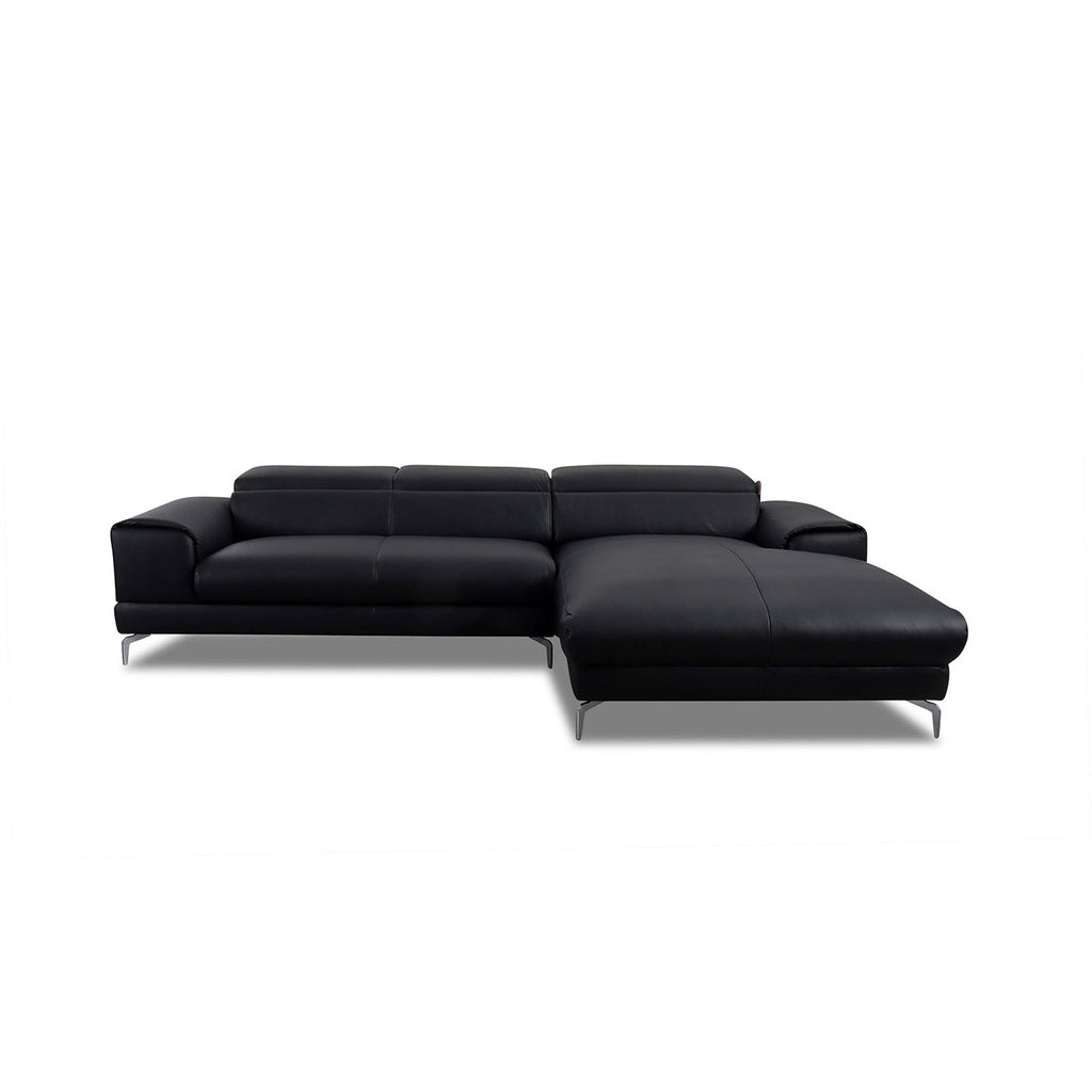 Piedroo 21106 in Leder Z73 nachtschwarz vorstehend rechts - Ecksofa Leder