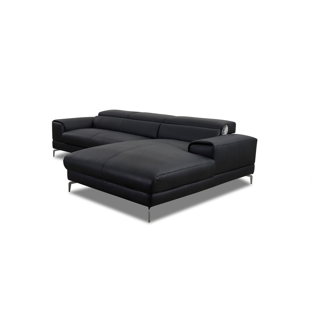 Piedroo 21106 in Leder Z73 nachtschwarz vorstehend rechts - Ecksofa Leder