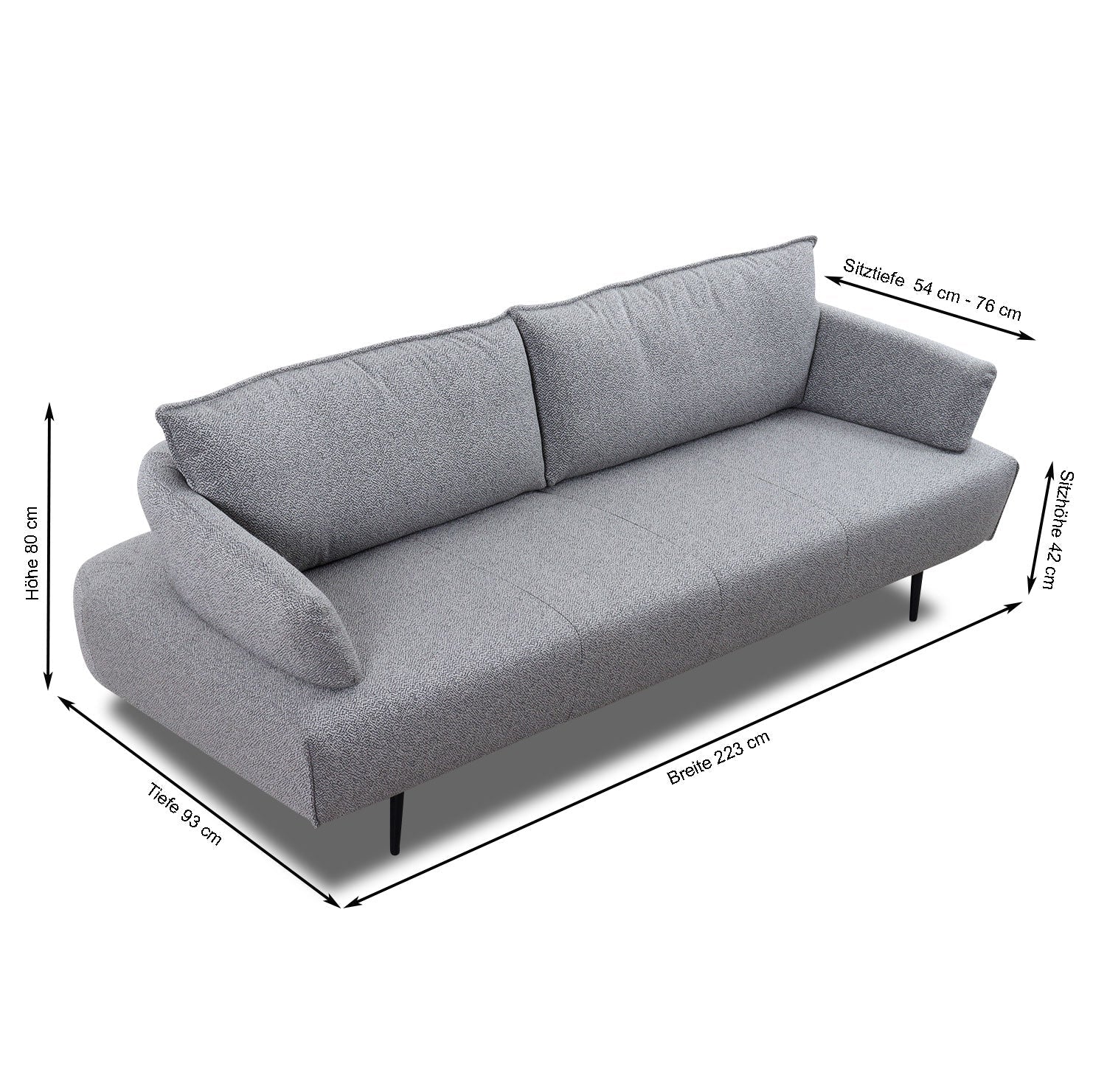 Willi Schillig Sofa 16150 LUNO in Stoff O10 silver grey - Sofa Stoff