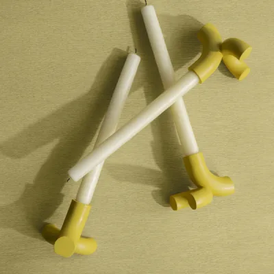 Set 2 Kerzenhalter -DOODLE- Cream Gold