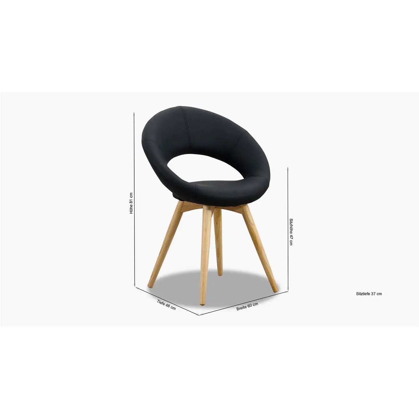 2er-Set Stuhl PLUMP in Kunstleder schwarz - Stuhl Leder