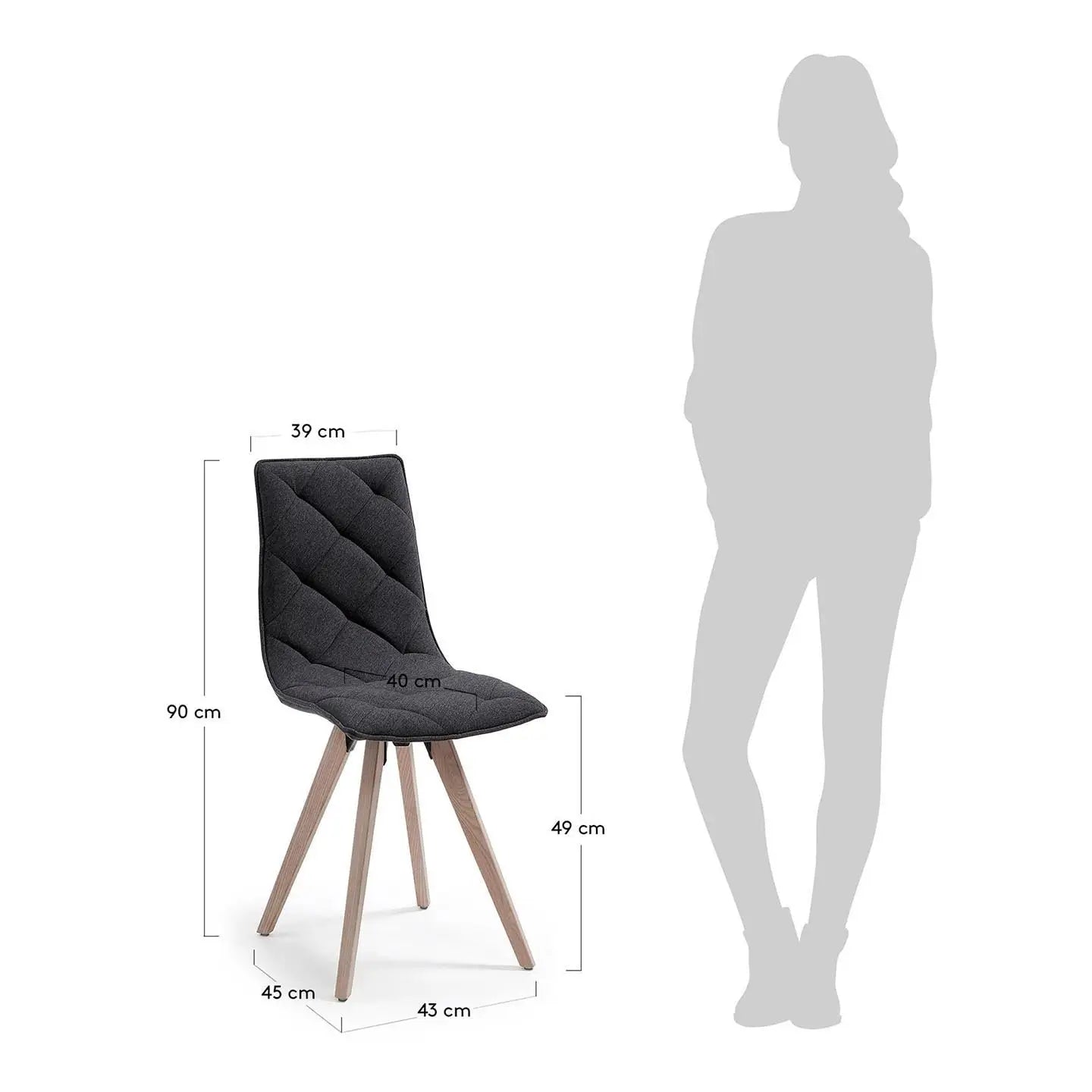 2er Set Stuhl TUK Naturholz Stoff - Sitzdesign