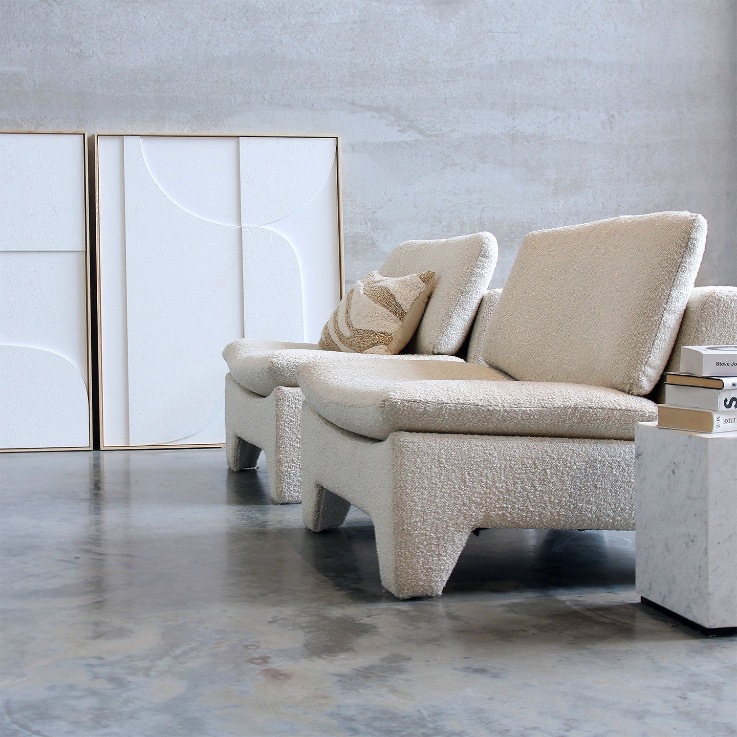 2x Kissen 35x55cm aus Wolle in weiß/beige - Kissen