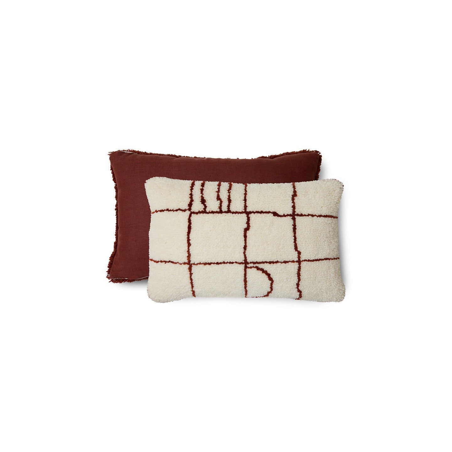 2x Kissen 60x40cm aus Wolle in braun/natural - Kissen