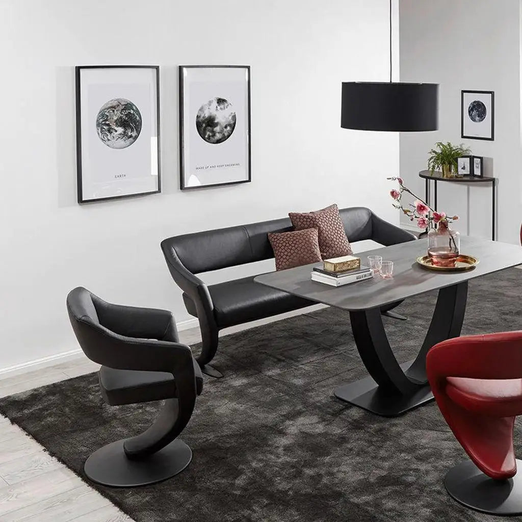 4267 Essbank 1F KINGSMAN in Leder Bronco nero - Sitzbank