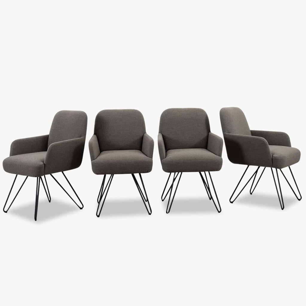 4er Set Armstuhl in Stoff grau - Stuhl Stoff