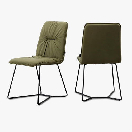 Bild 1 in Galerieansicht laden. 4er Set Stuhl Efendi in Leder Nevada olive - Stuhl Leder