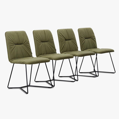 Bild 1 in Galerieansicht laden. 4er Set Stuhl Efendi in Leder Nevada olive - Stuhl Leder