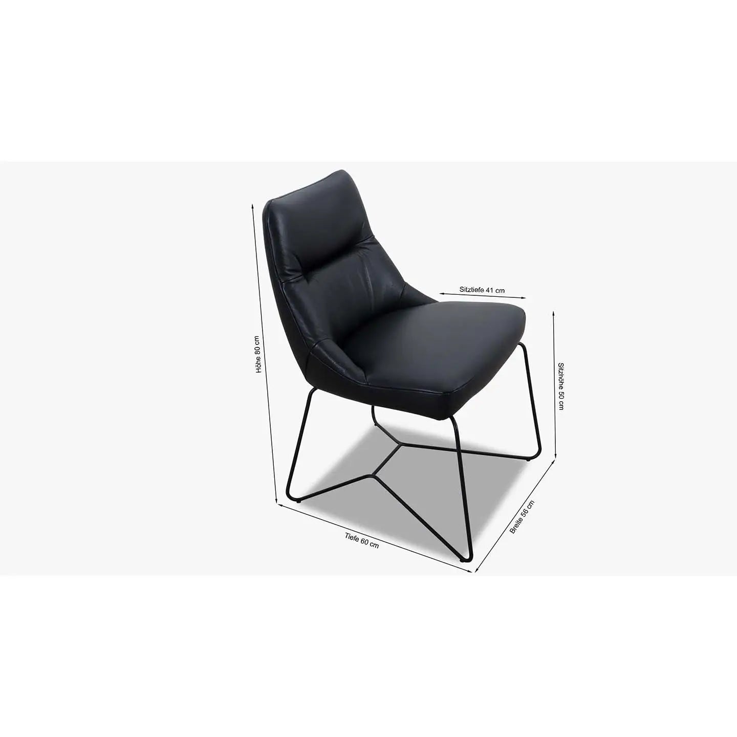 4x Stühle PORTLAND in Anilinleder schwarz - Stuhl Leder