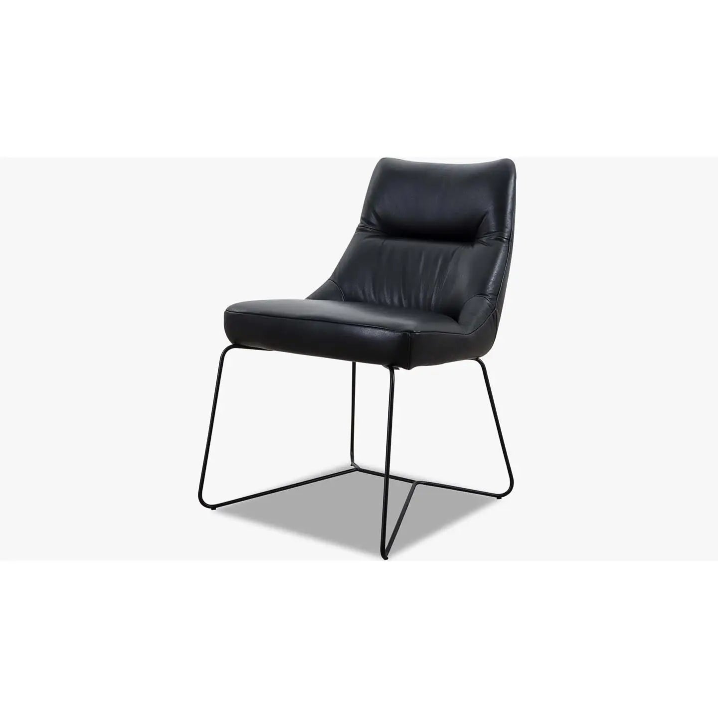 4x Stühle PORTLAND in Anilinleder schwarz - Stuhl Leder