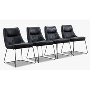 4x Stühle PORTLAND in Anilinleder schwarz - Stuhl Leder